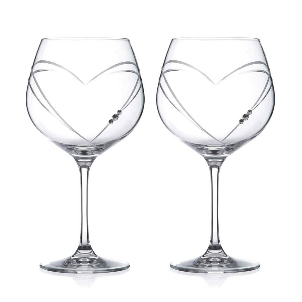 Diamante Hearts Gin Glasses Adorned with Crystals by Swarovski® - Set of 2