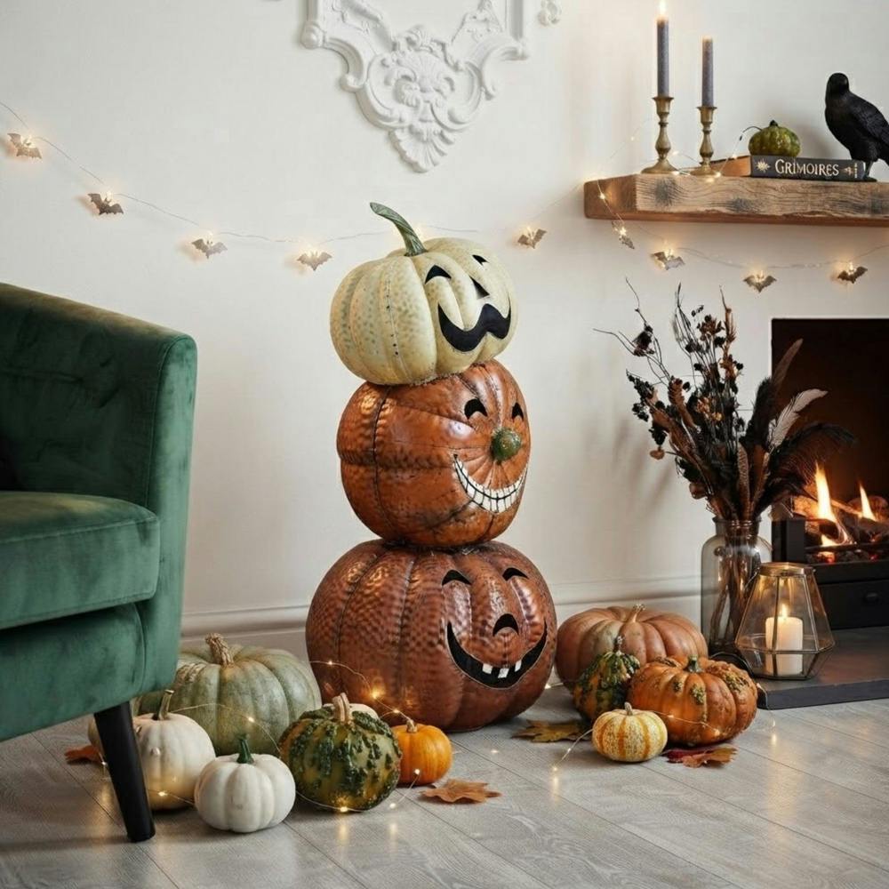 Garden Greatness Autumnal Stacked Pumpkin Decorative Display