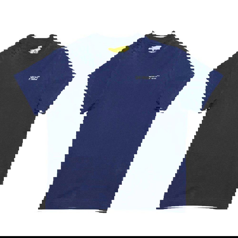 Off White Childrens/Kids Industrial Logo T-Shirt - Navy/Yellow