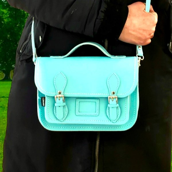 Zatchels Leather Midi Satchel - Limpet - Shell Blue