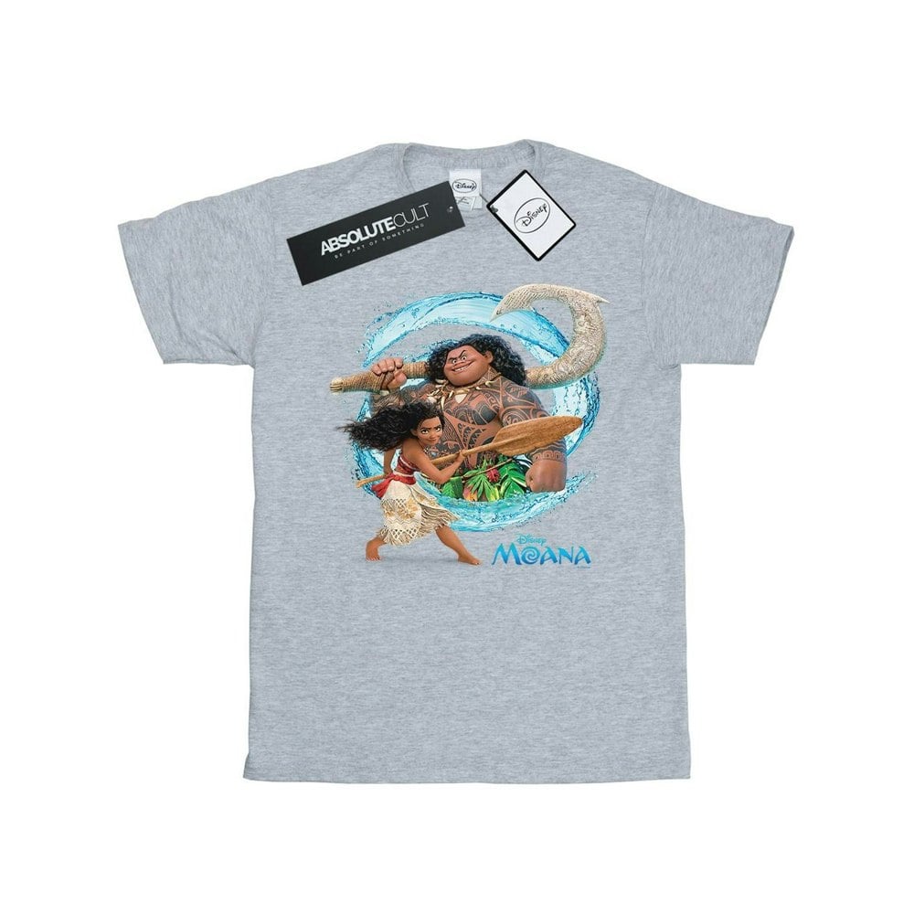 Disney Mens Moana And Maui Wave T-Shirt - Sports Grey