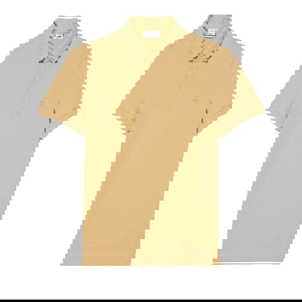 Lacoste Mens Paris Piqué Stretch Regular Polo Shirt - Beige