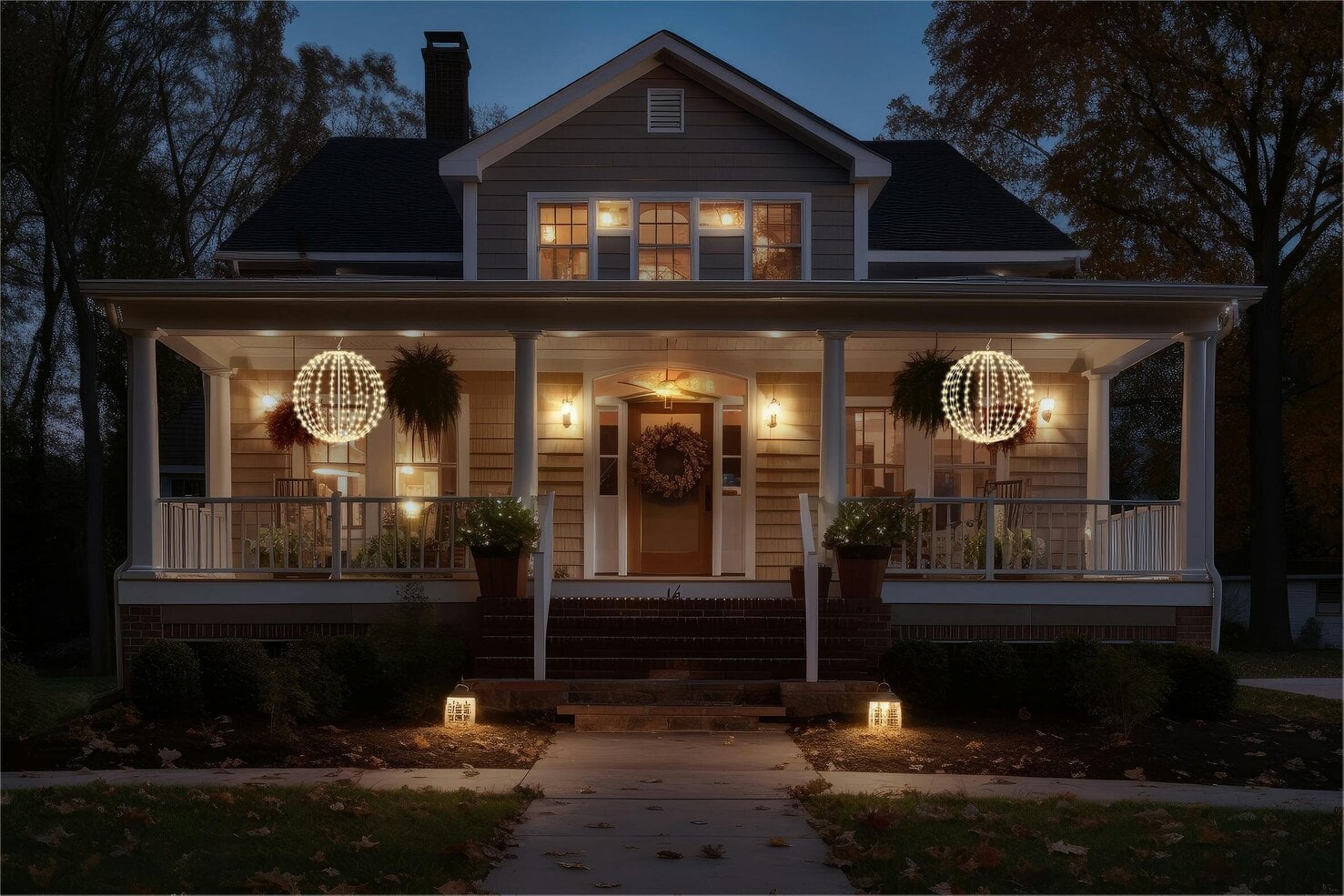 Scotts of Stow Xmas Haus Pre Lit LED Sphere with Micro LEDs 5m Lead Timer Power Supply