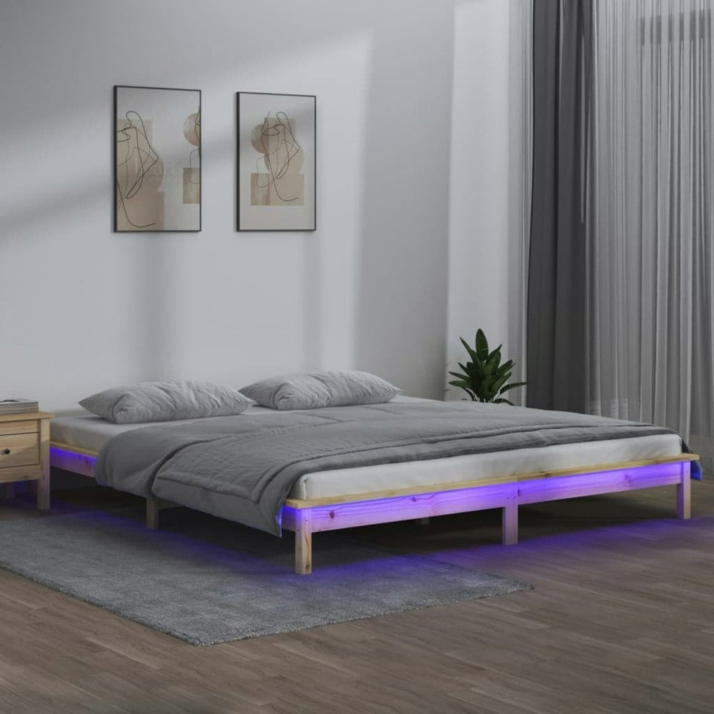 Berkfield LED Bed Frame 200x200 cm Solid Wood