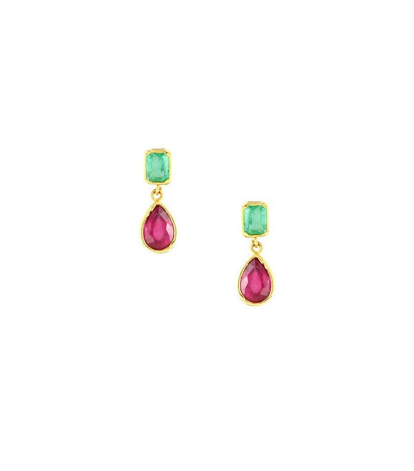 Hafeez Jewellery Zellige Emerald and Ruby Earrings