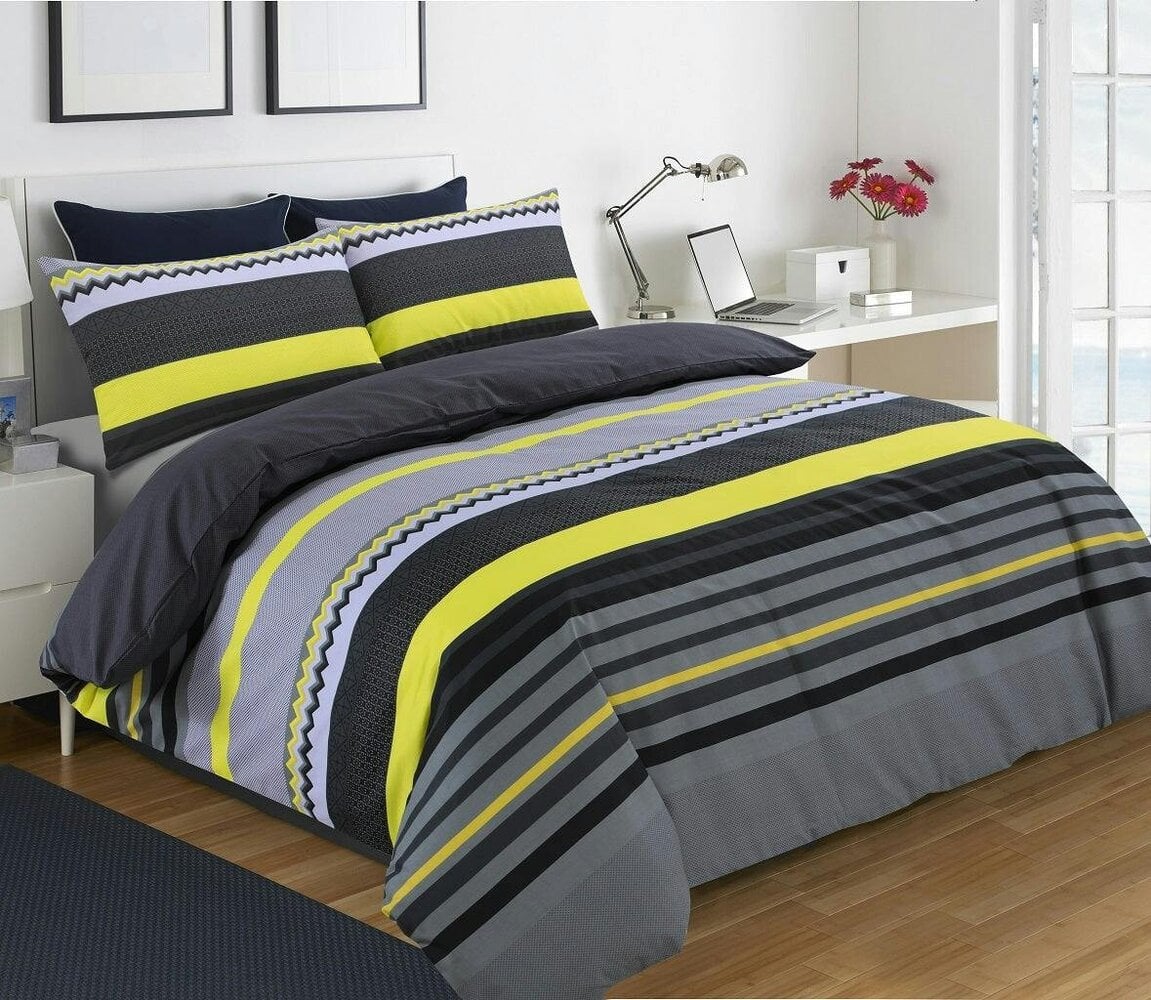 Night Zone Benjamin Stripes Polycotton Duvet Cover Set – Soft Easy Care Striped Bedding - Black