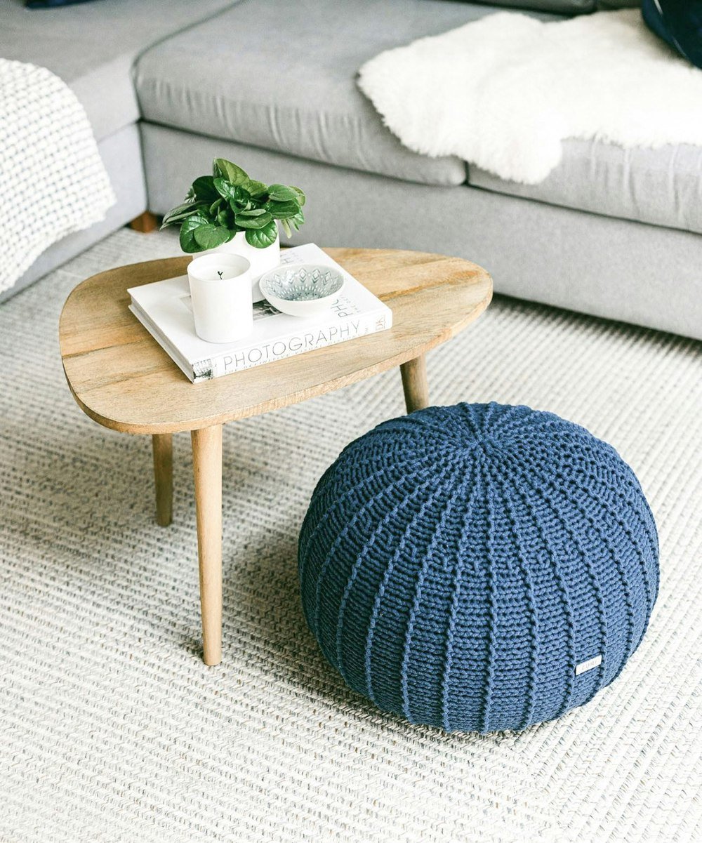 Zuri House Knitted pouffe, Small | PETROL