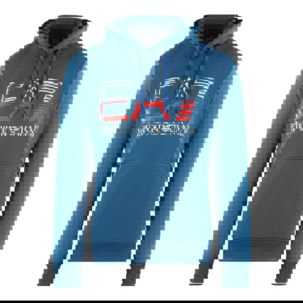 EA7 Large Brand Logo Hoodie - Dark Blue