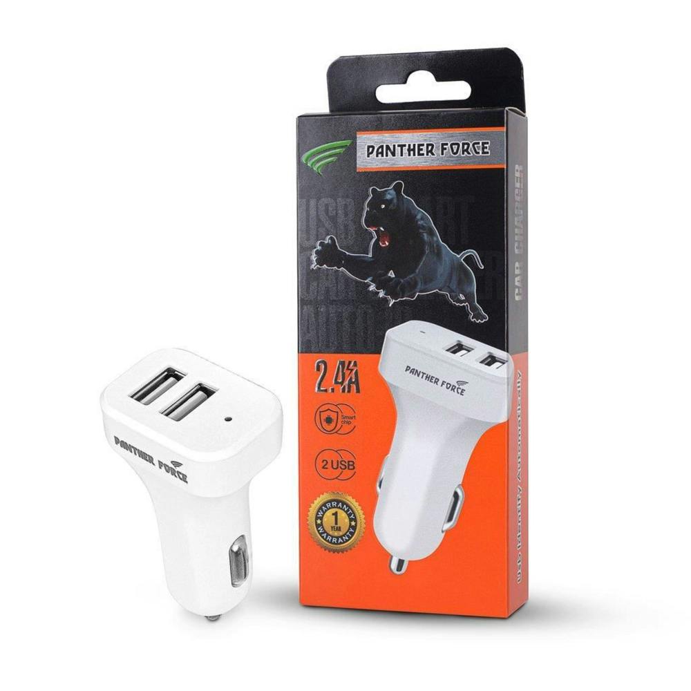 Dyzi 2.4A Dual USB Car Charger Two Port In-Car Charging Adapter