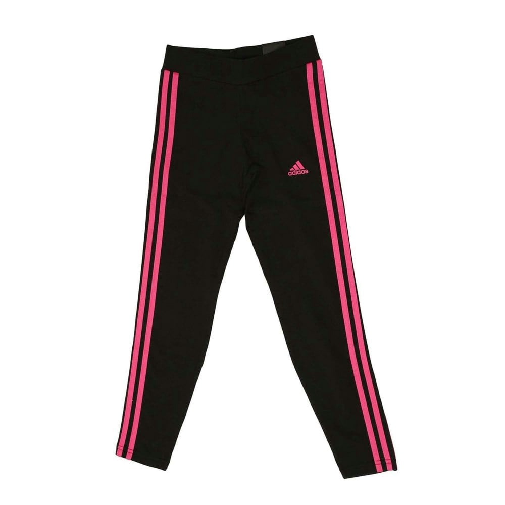 Adidas Girls Stripes Mid Rise Leggings - Black