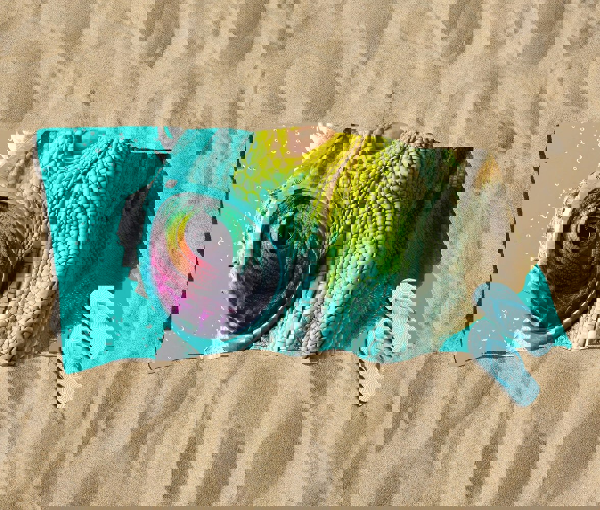 Warren Reed Splashart Iguana Wearing Glasses Beach Towel