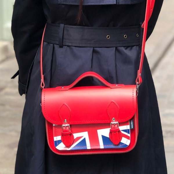 Zatchels Union Jack Midi Satchel - Pillar Box Red