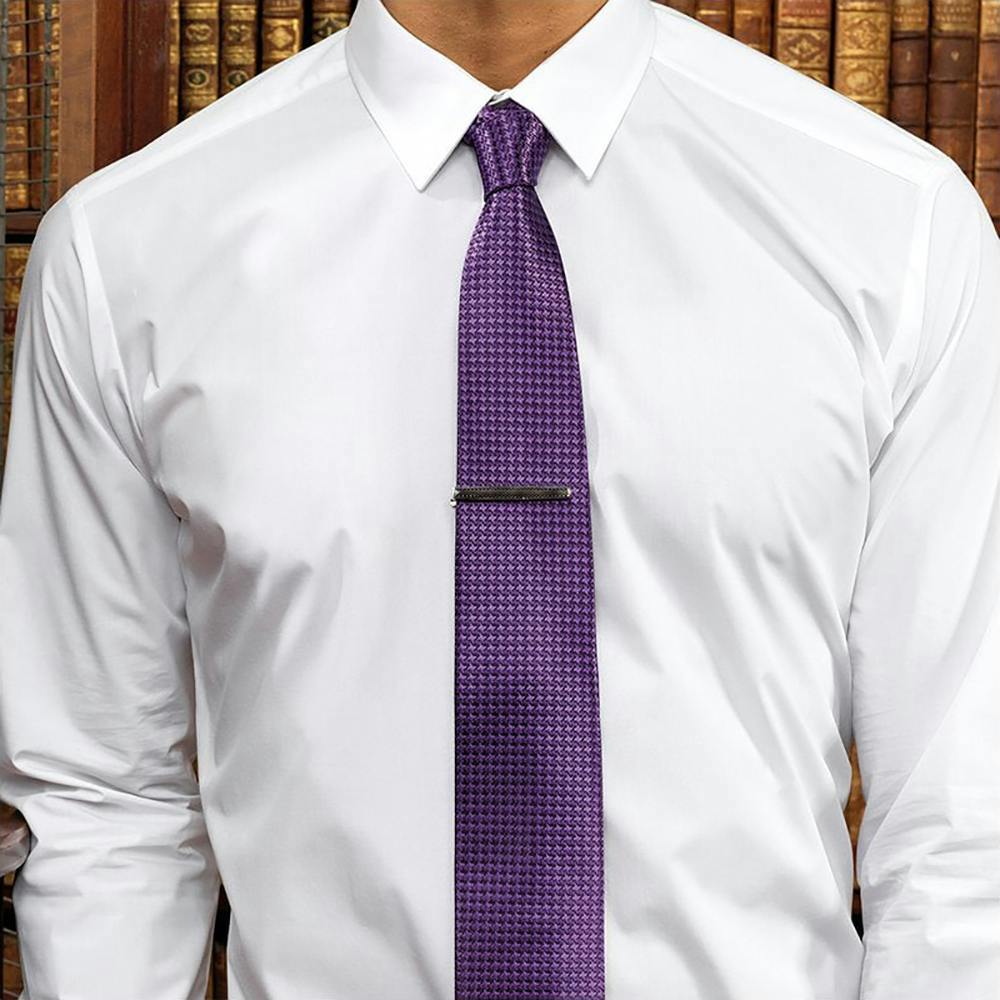Premier Mens Puppy Tooth Formal Work Tie - Purple