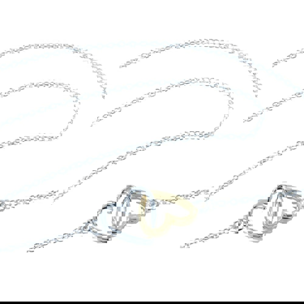 Twin Hearts Sterling Silver and Gold plated Necklace