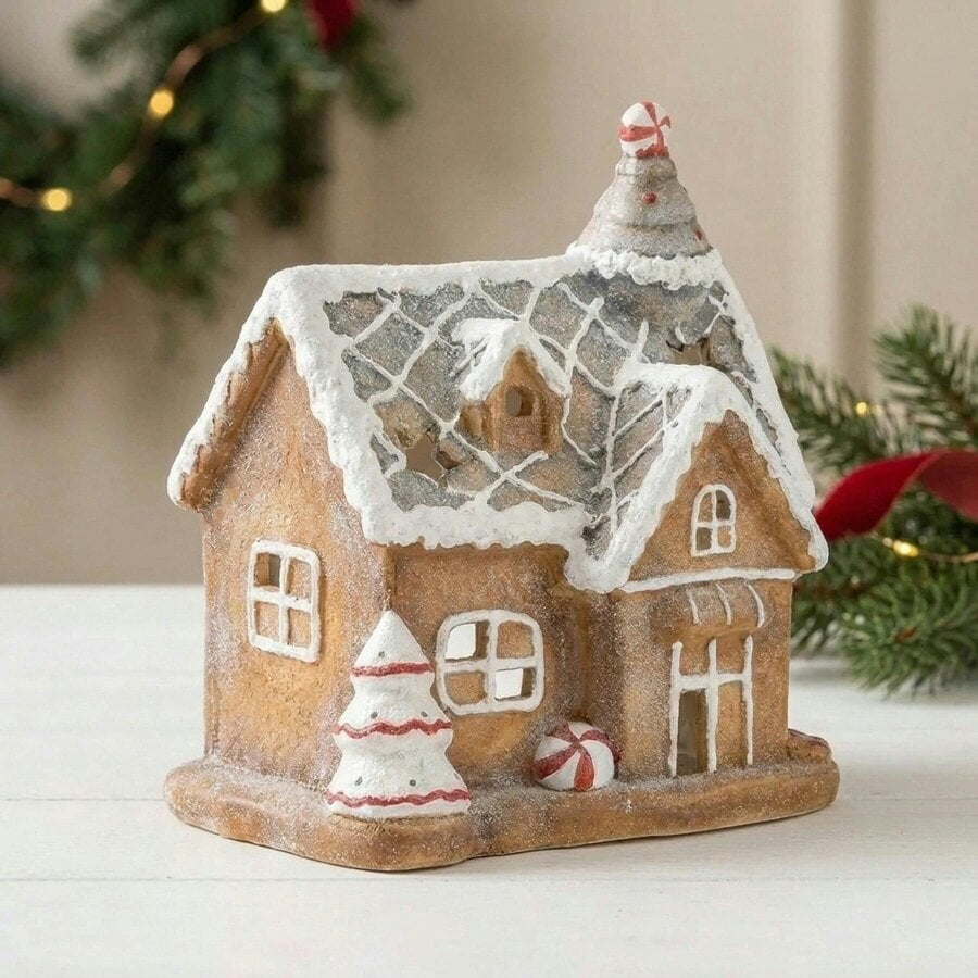 Garden Greatness Festive Resin Gingerbread House Ornament