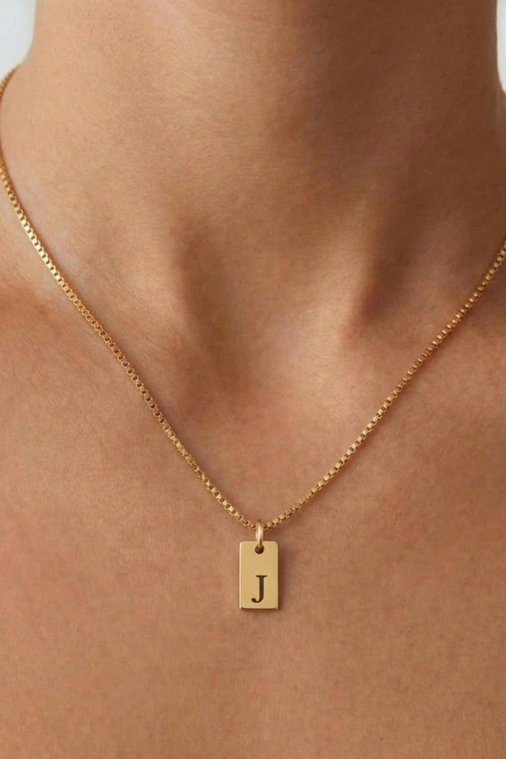 Serla Initial Pendant Gold Plated Necklace Letter J