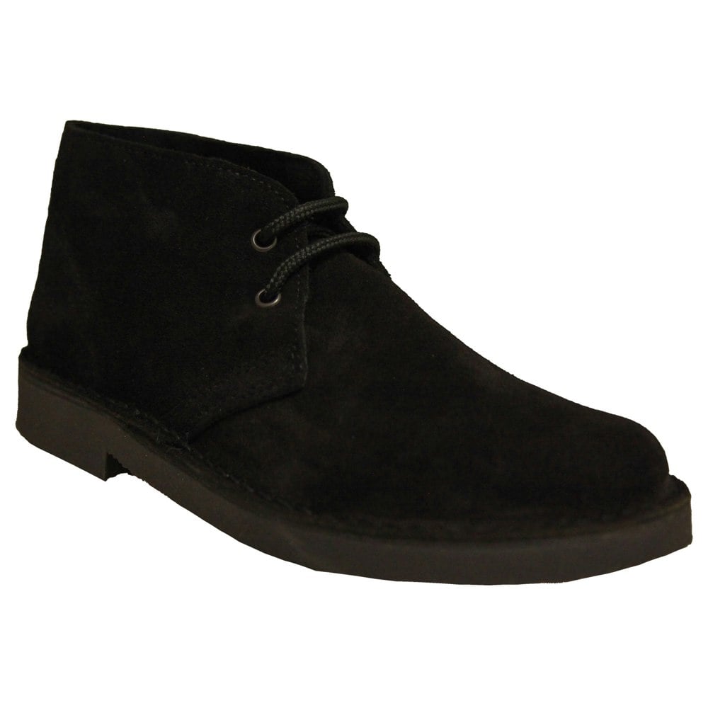 Roamers Men's Real Suede Unlined Desert Boots - Black