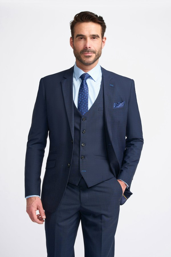 House of Cavani Seeba Navy Long Three Piece Suit - Navy