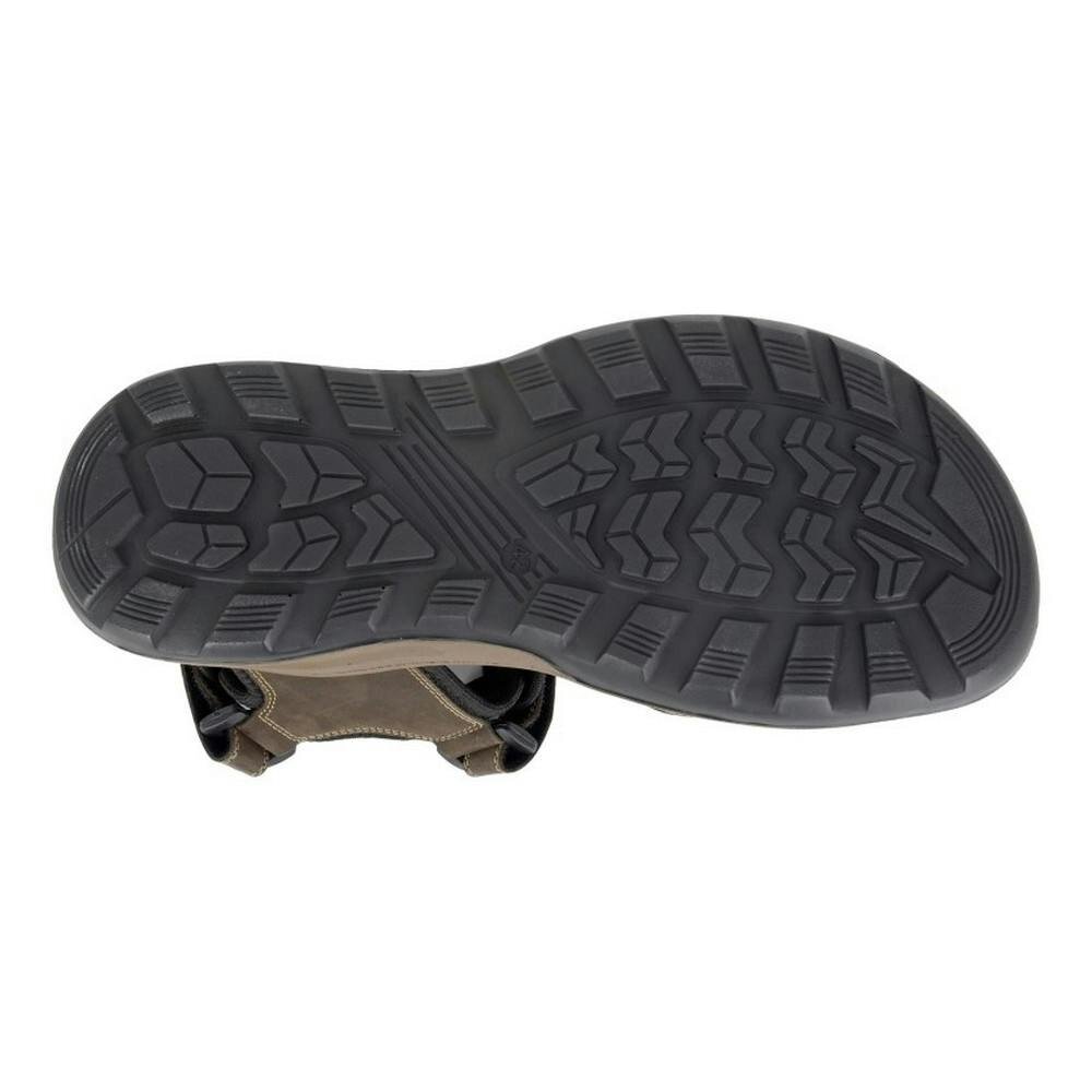 Roamers Mens Leather Touch Fastening Sports Sandals - Brown