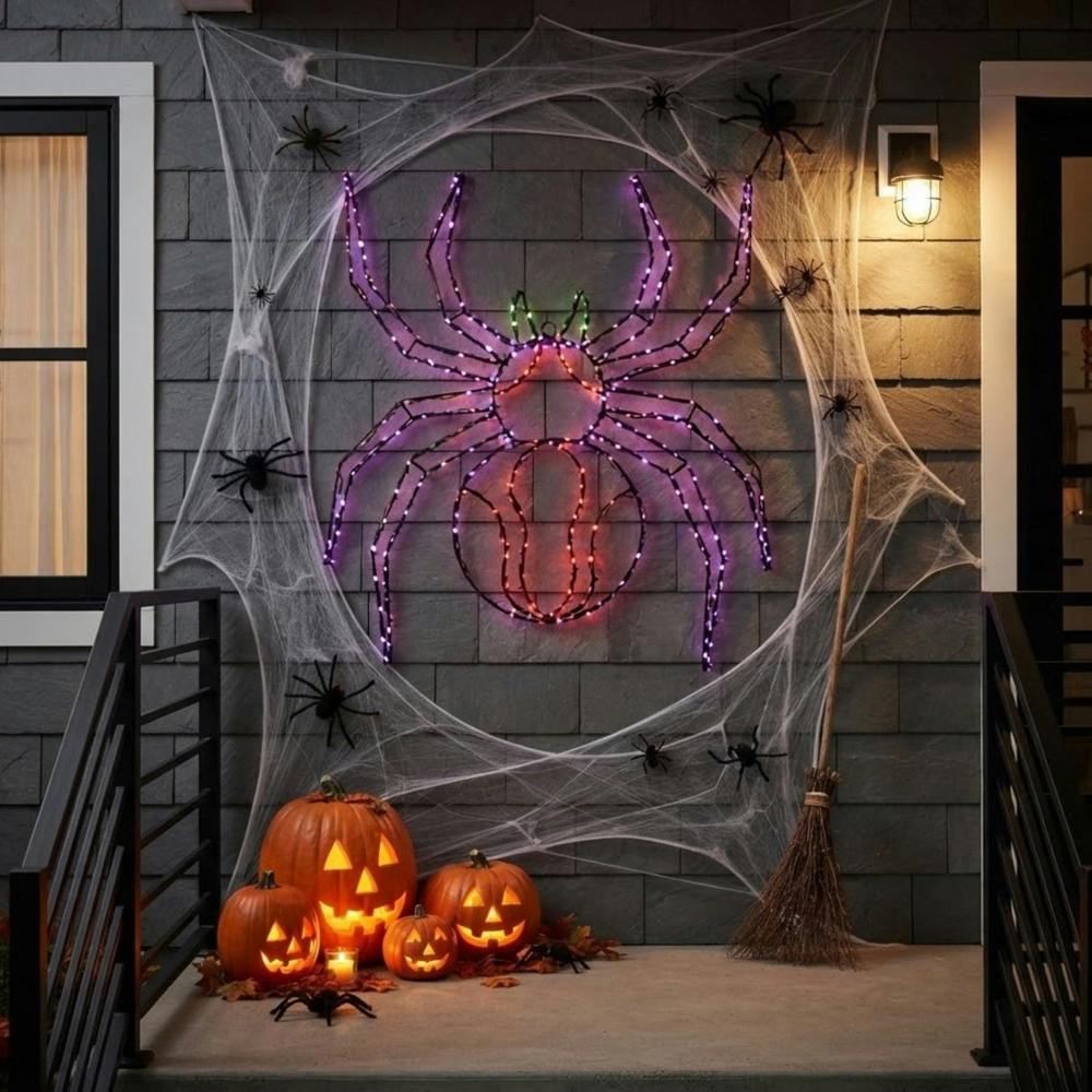 Garden Greatness Light Up Twinkling Spider Halloween Wall Decor