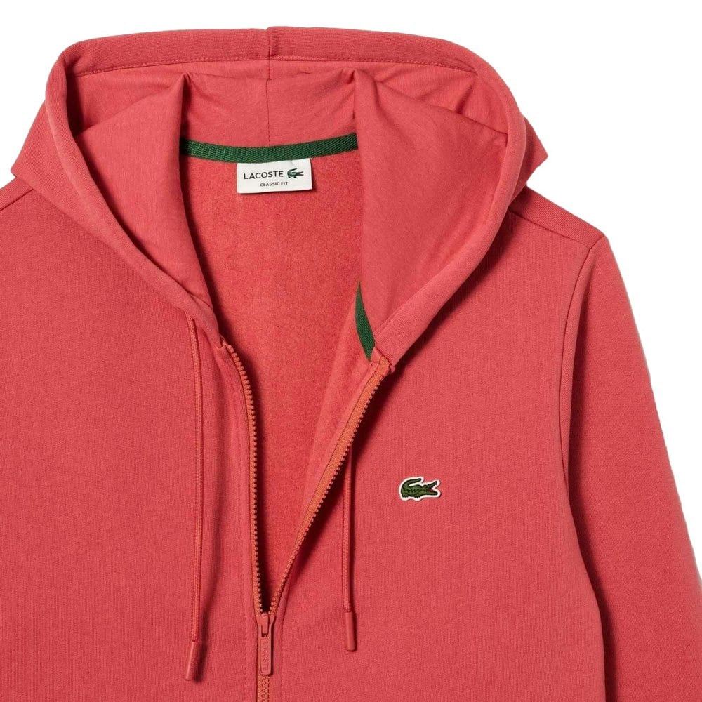 Lacoste Mens Fleece Full Zip Hoodie - Red