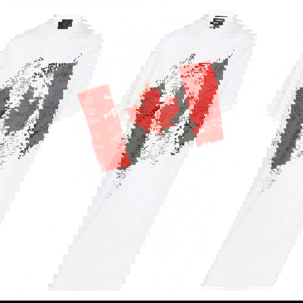 Dsquared2 Canadian Flag Design White T-Shirt