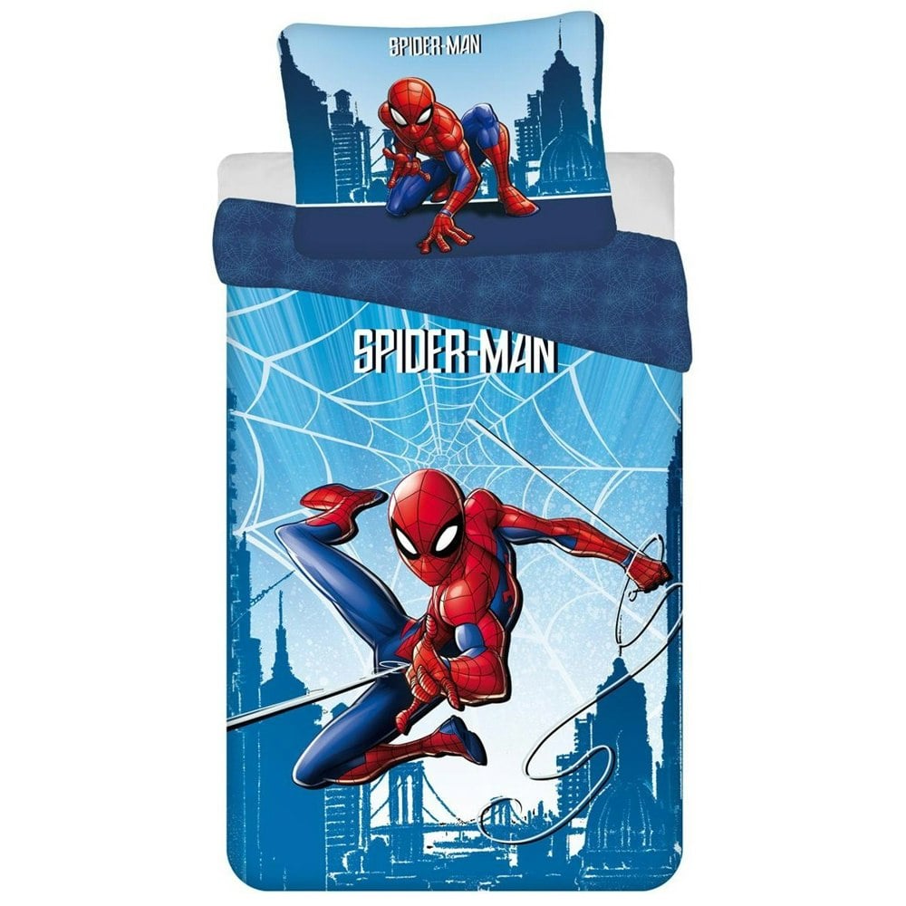 Spider-Man Cotton Duvet Single Cover Set - Blue/Red