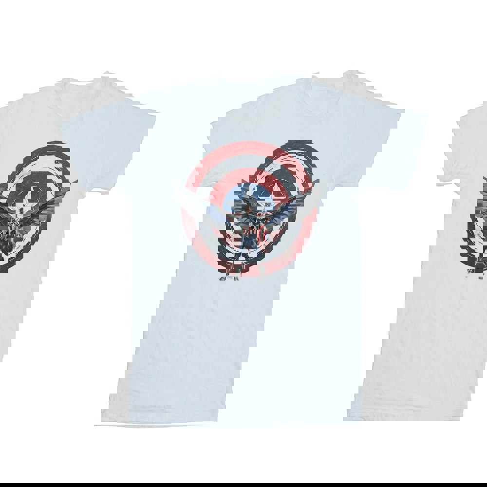 Marvel Mens Falcon And The Winter Soldier Captain America Shield Pose T-Shirt - White