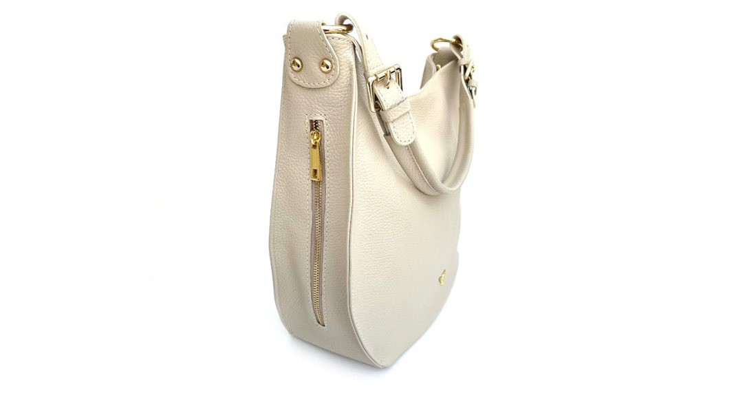 Apatchy London The Harriet Leather Hobo Bag - Stone