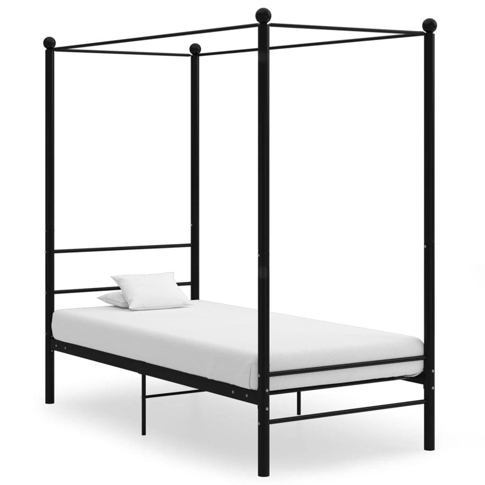Berkfield Canopy Bed Frame Black Metal 90x200 cm