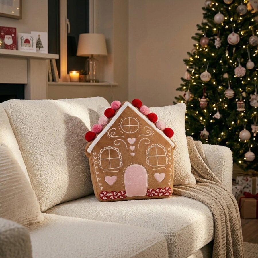 Garden Greatness Gingerbread House Decorative Cushion