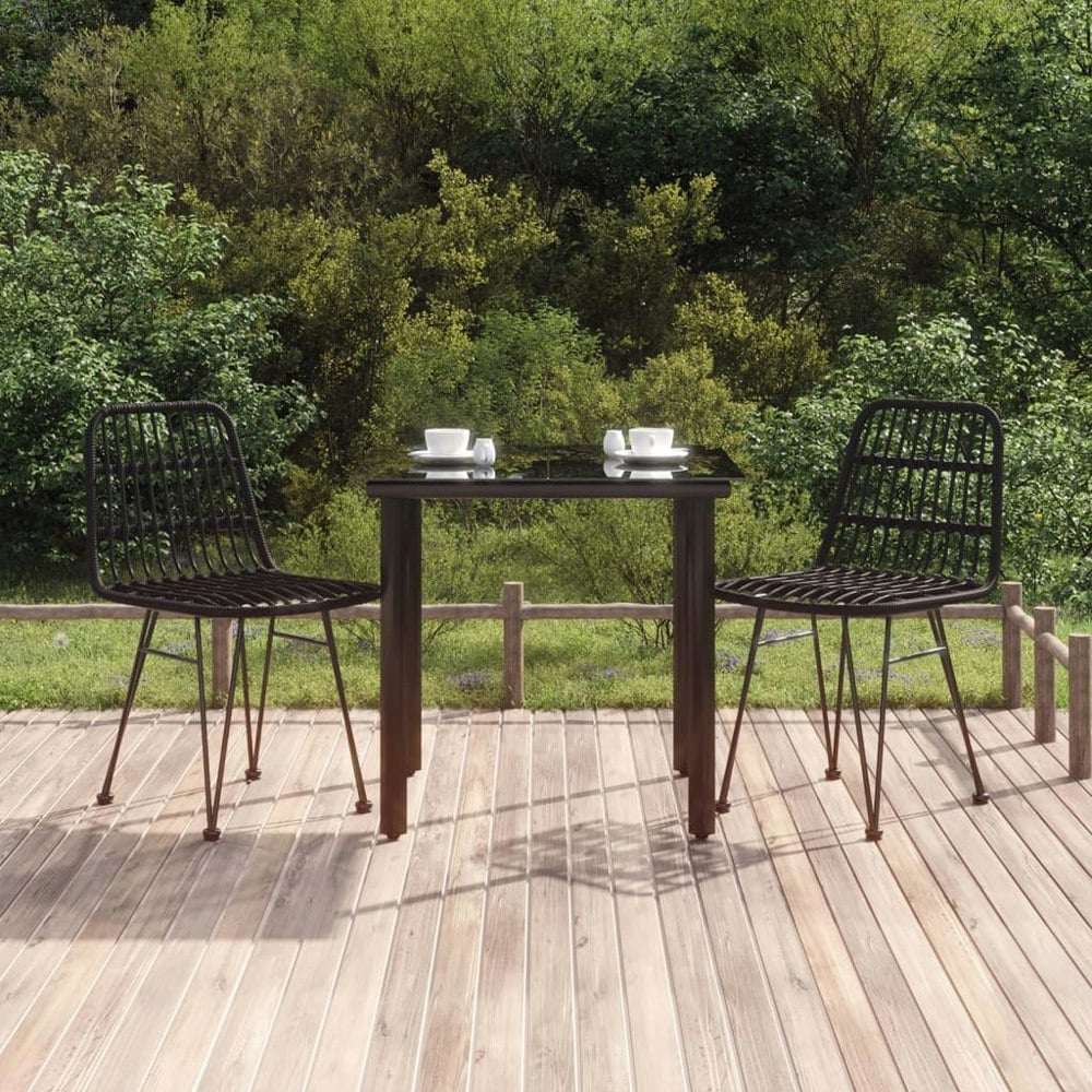 Berkfield 3 Piece Garden Dining Set Black Poly Rattan