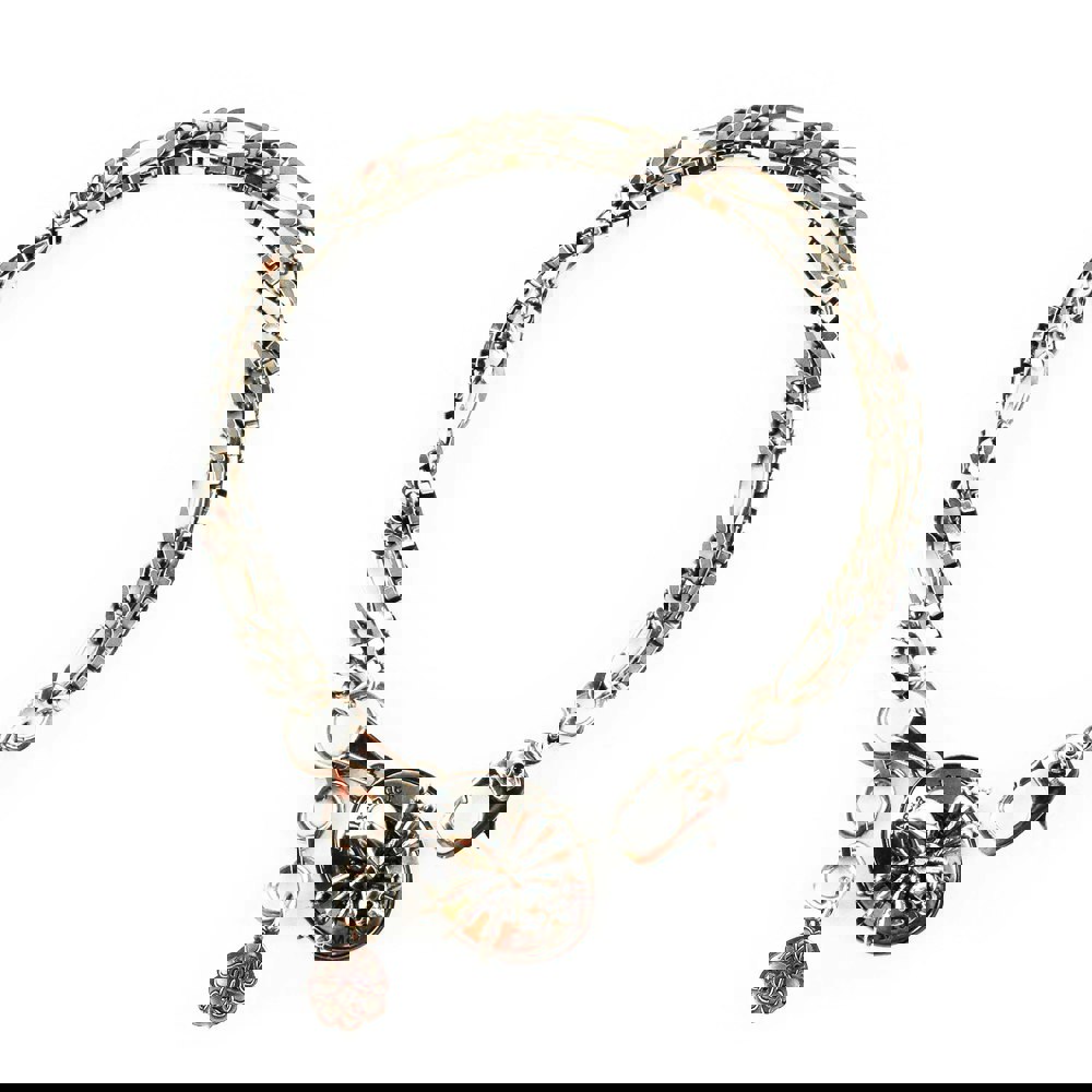 Alexander McQueen double strand bracelet in a dark silver tone metal