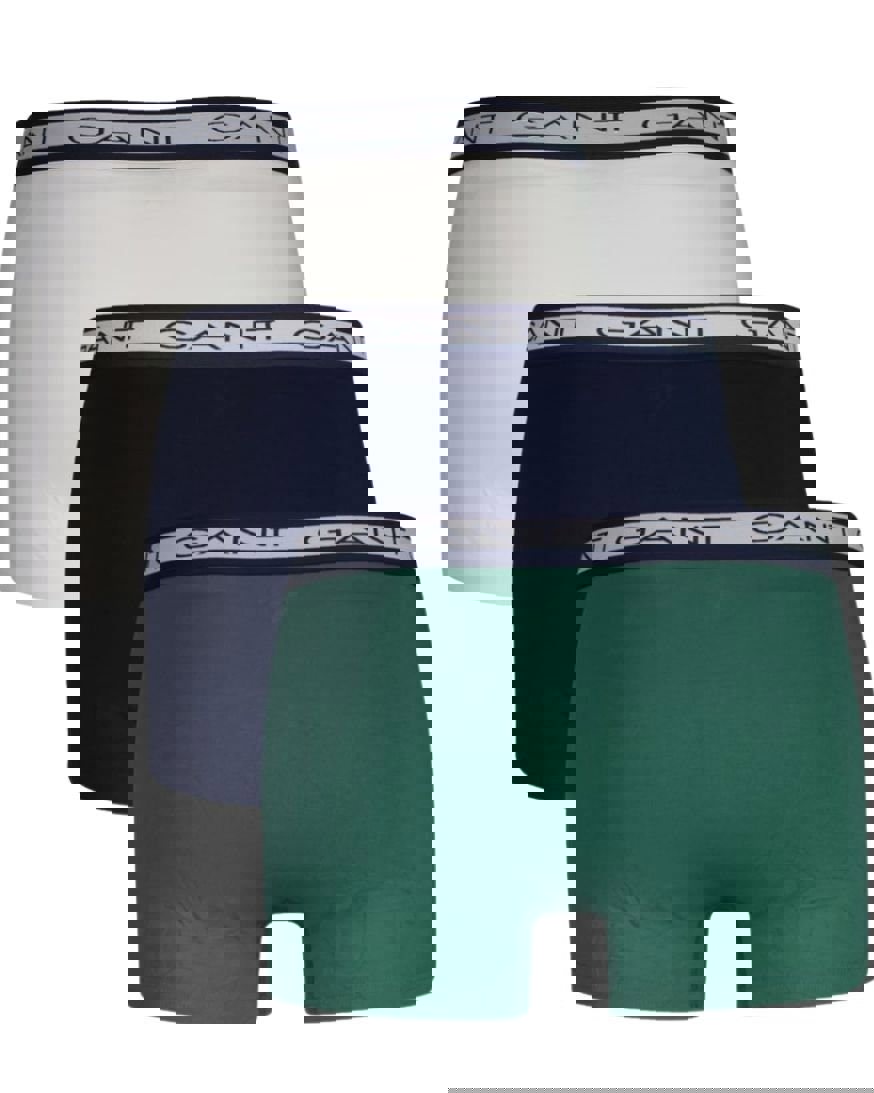 GantTrunks 3 - pack3 - Pack Striped Waistband Boxer Trunks, Navy/White/GreenBoxers - and - Briefs.net