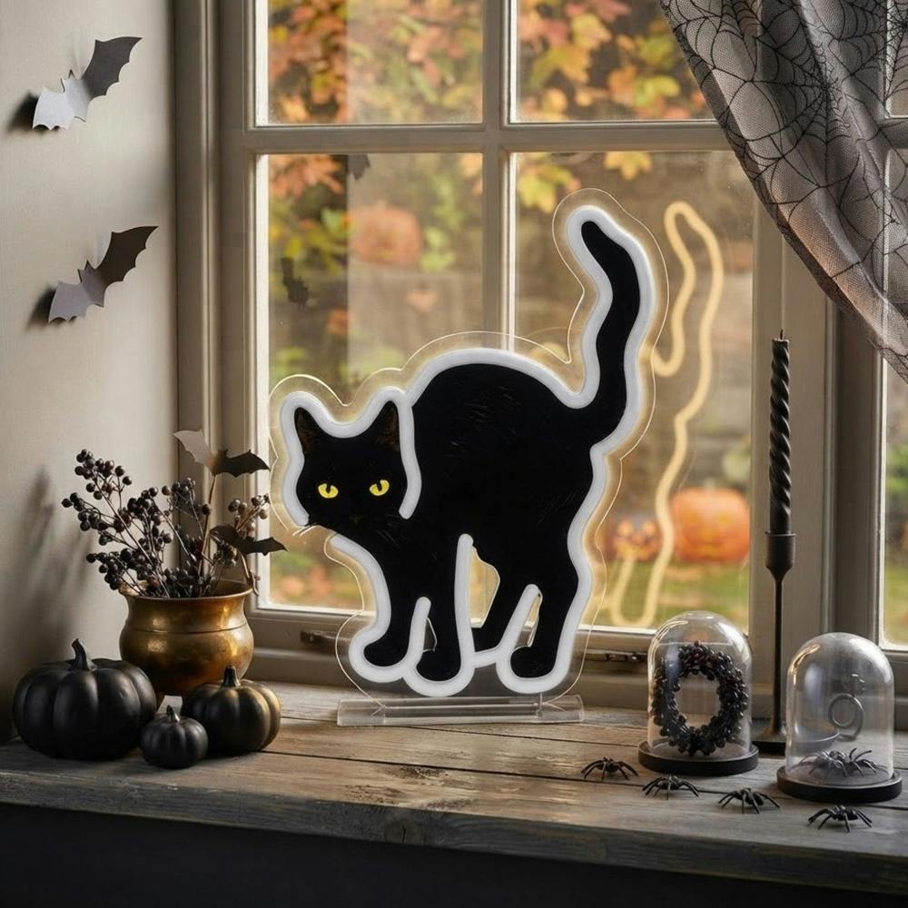 Garden Greatness Scaredy Cat Acrylic Neon LED Table Decor