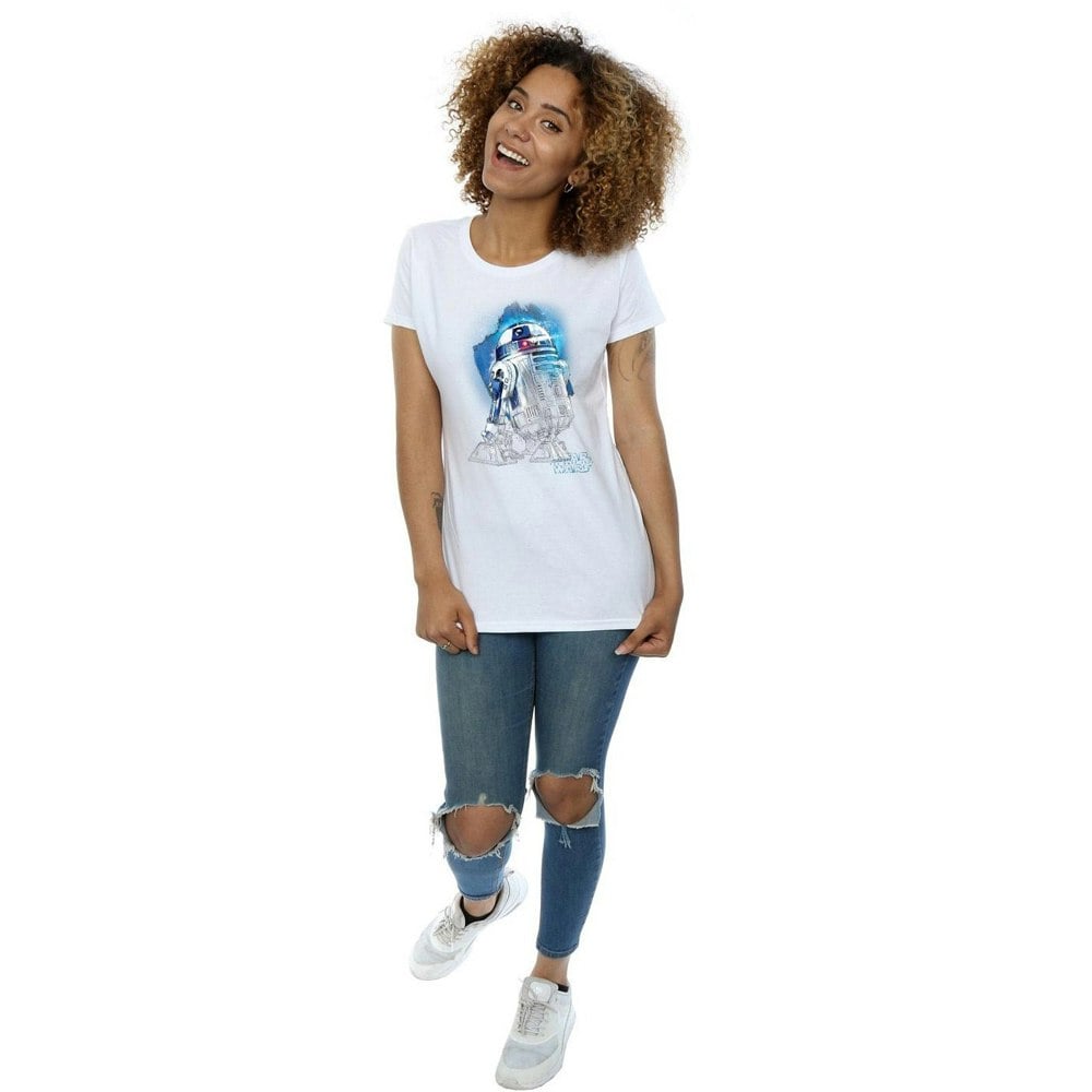 Star Wars Womens/Ladies The Last Jedi R2-D2 Brushed Cotton T-Shirt - White