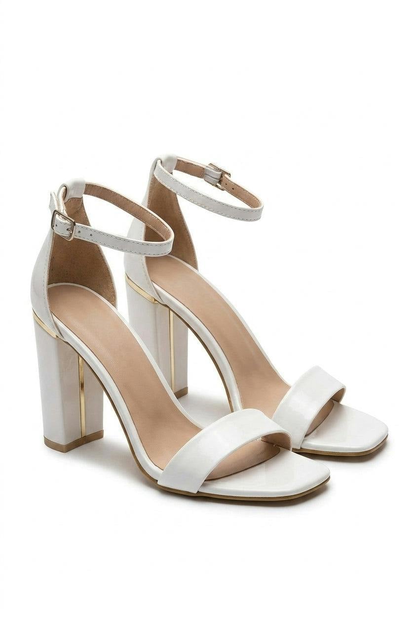 Maja Party Block High Heels - White_wb