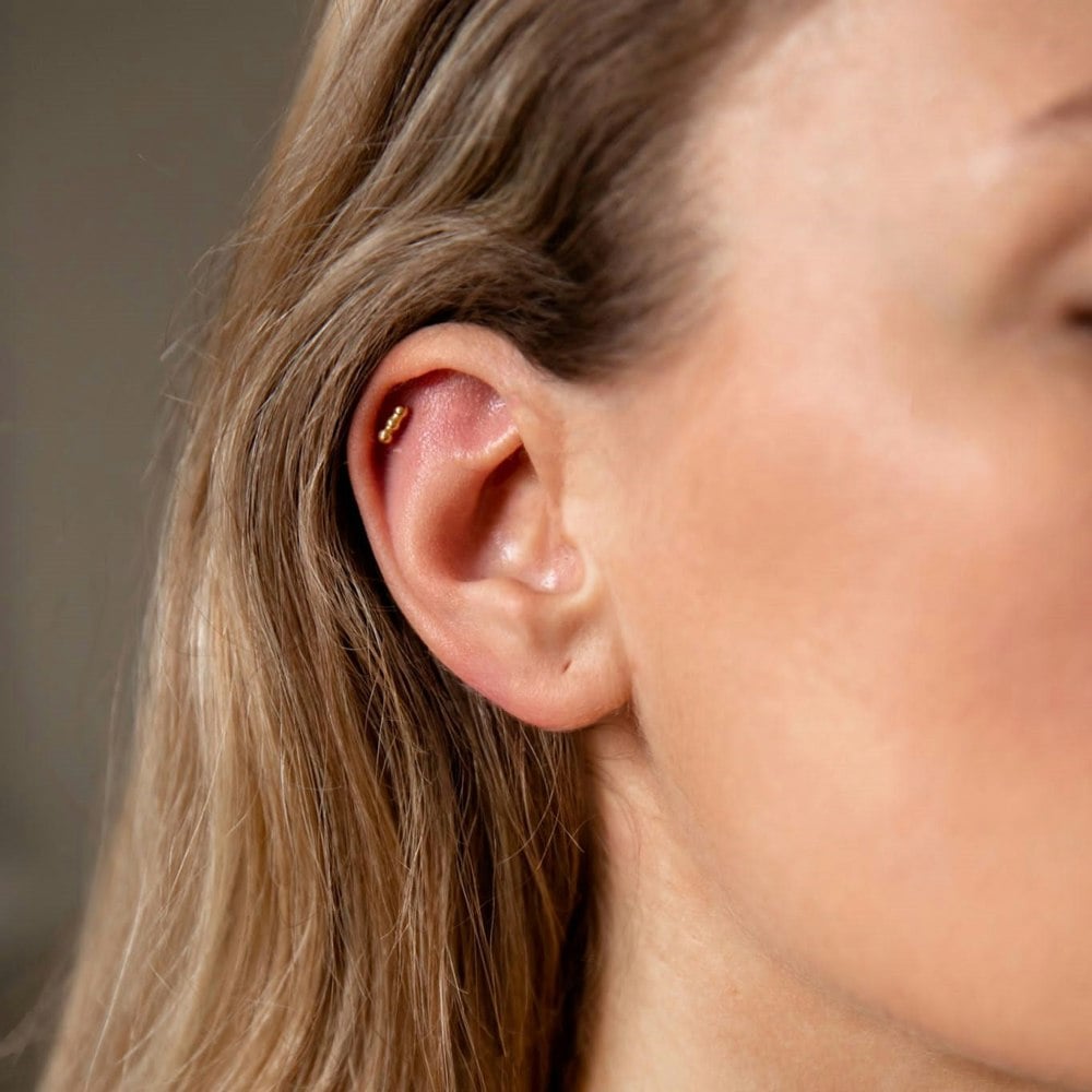 Gold Trip Tiny Treble Line Barbell Earring