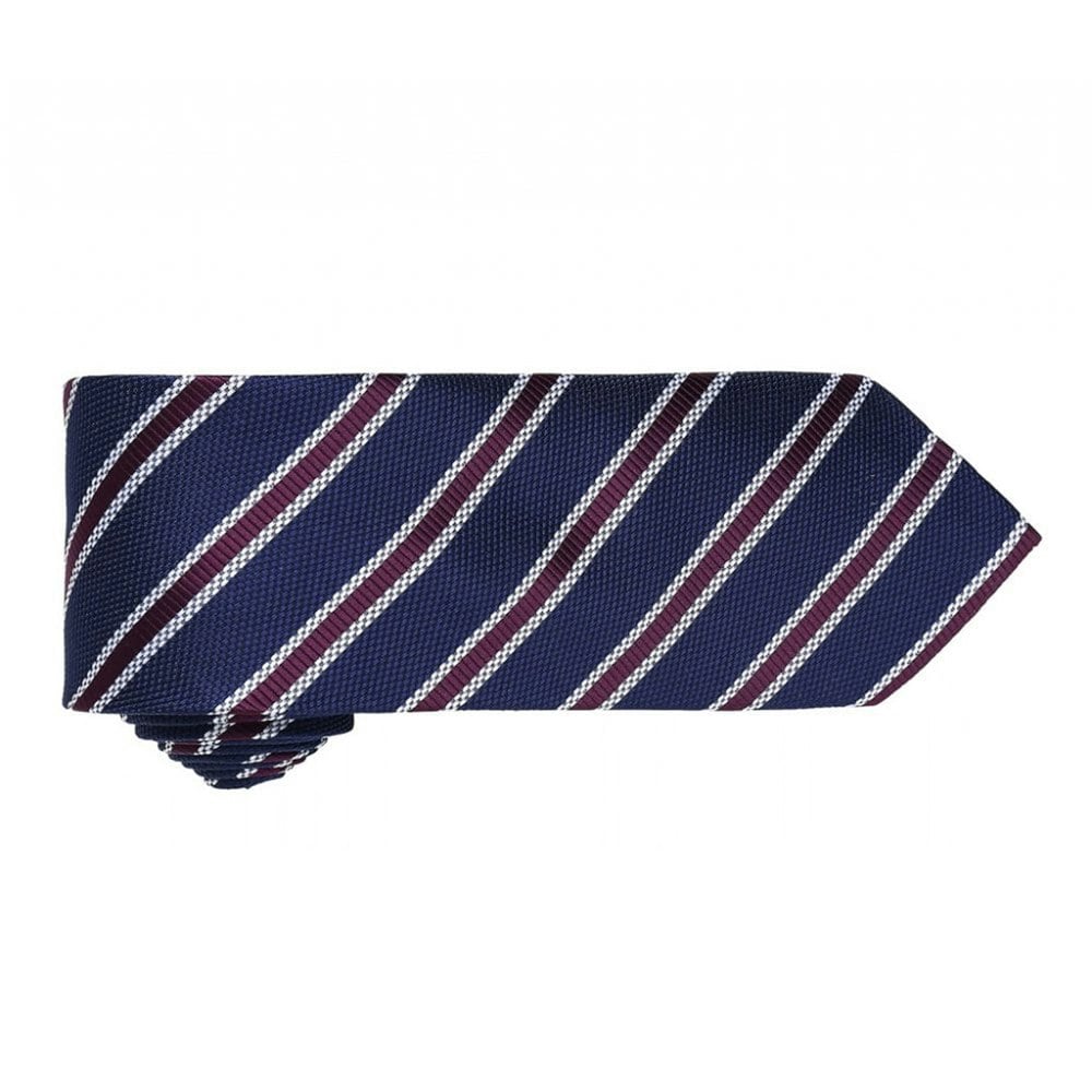 Premier Mens Waffle Stripe Formal Business Tie (Pack of 2) - Navy/Aubergine