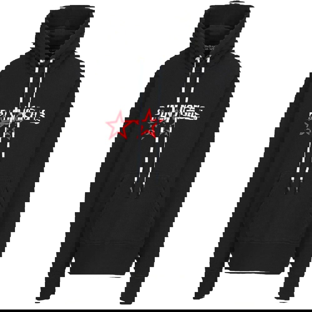 Palm Angels Embroidered Stars Logo Black Hoodie