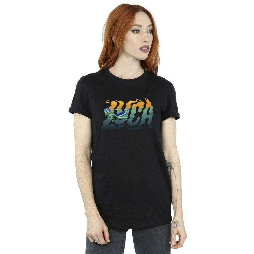 Disney Womens/Ladies Luca Swim Cotton Boyfriend T-Shirt - Black