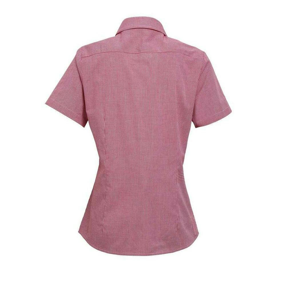 Premier Womens/Ladies Gingham Short-Sleeved Shirt - Red/White