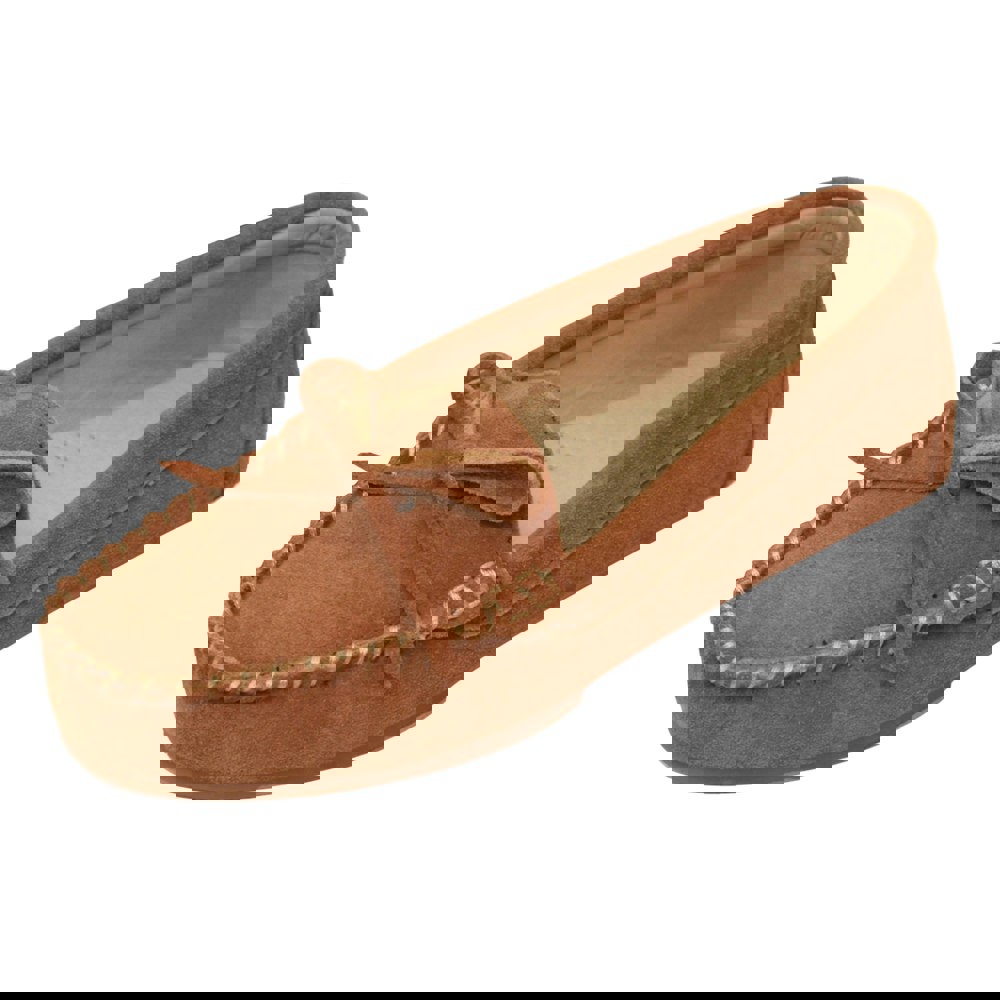 Eastern Counties Leather Women's Suede Moccasins - Chestnut