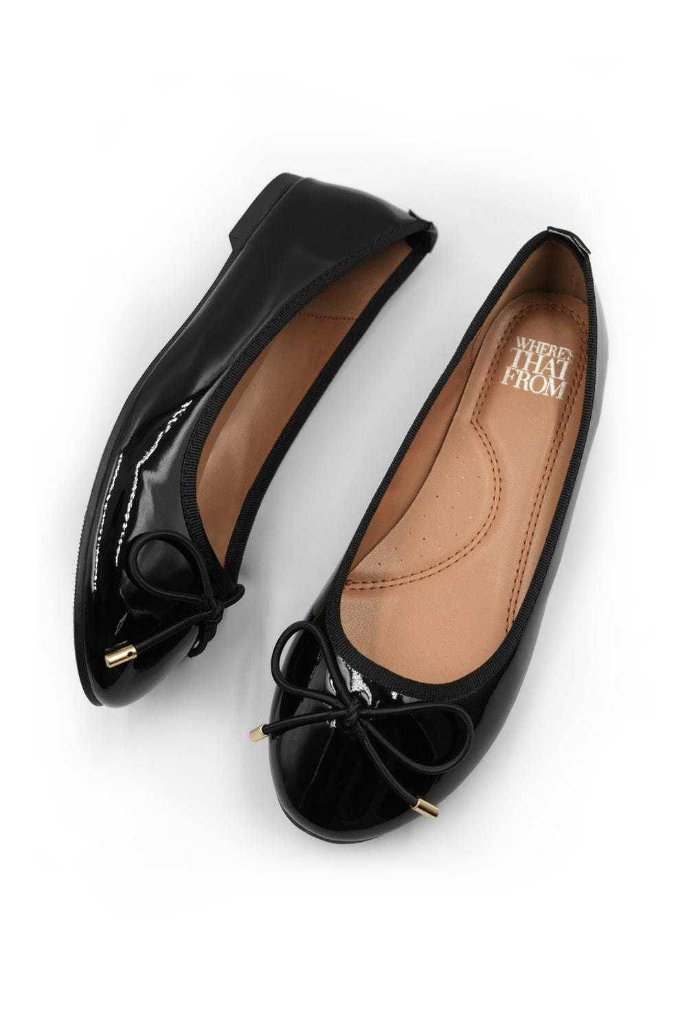 Where's That From Truth Kids  Slip on Flat Ballerina in Black Patent Faux Leather