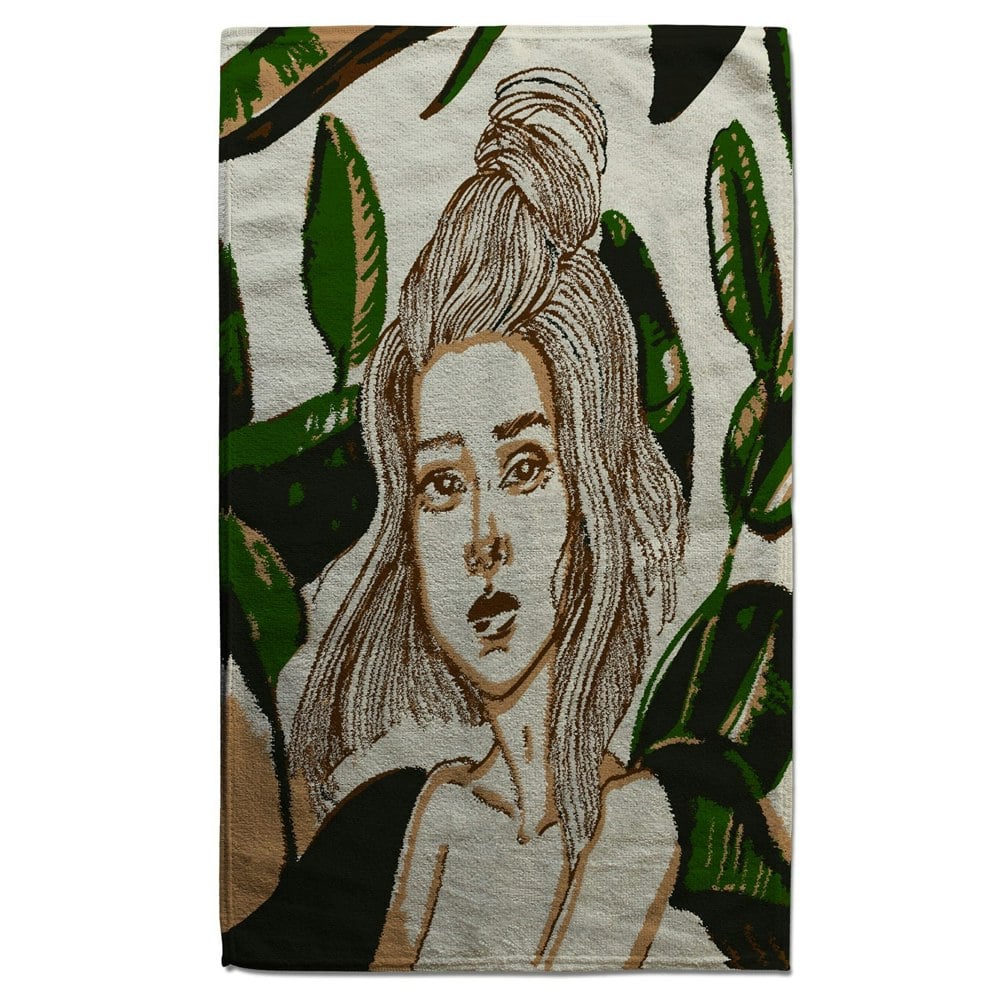 Benjamin Tate Design Young woman in tropical leaves (Bath Towel)
