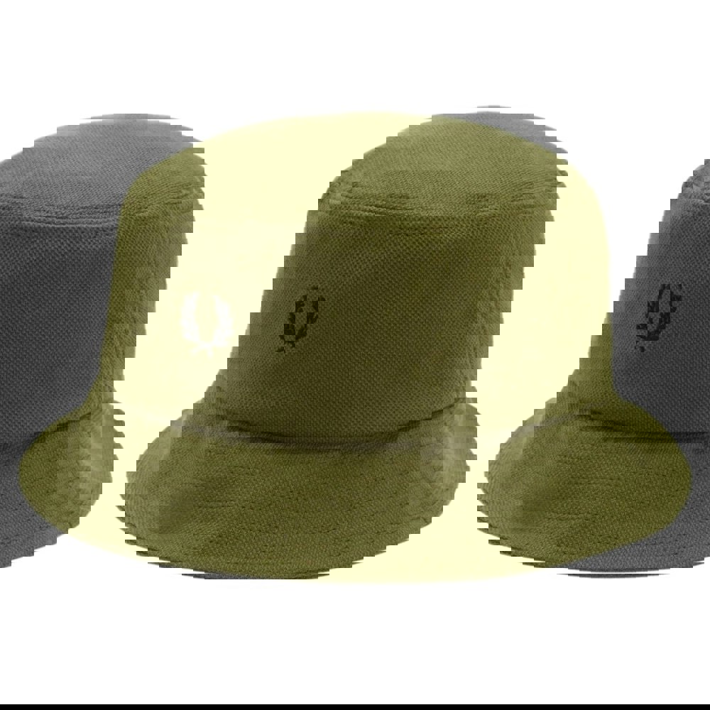 Fred Perry Brand Logo Pique Green Bucket Hat