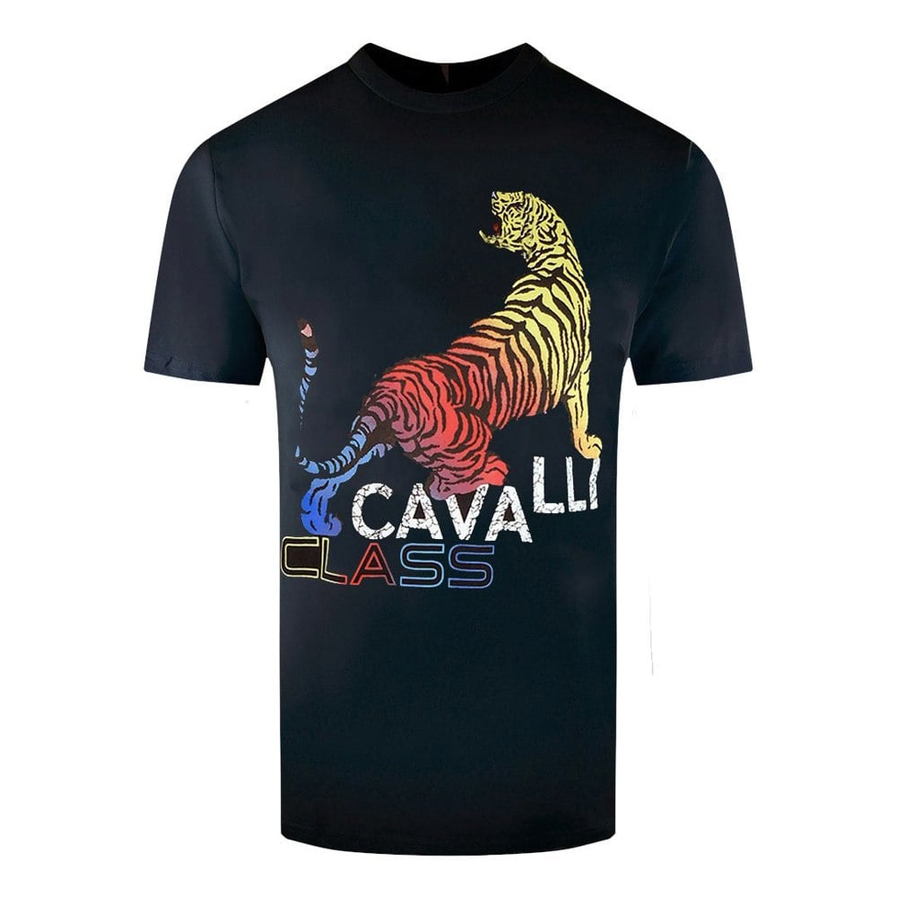 Cavalli Class Bold Tiger Design T-Shirt - Black