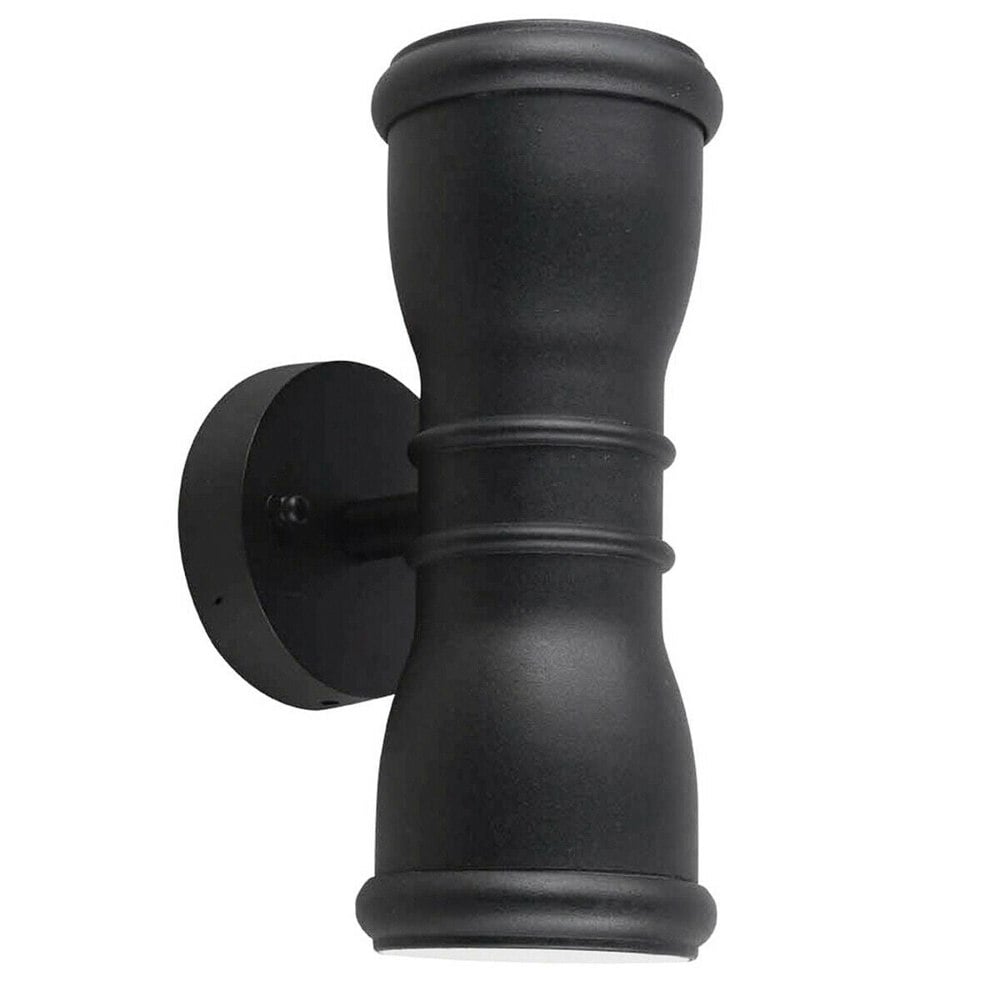 Outdoor IP44 Twin Wall Light Sconce Black LED GU10 7W Bulb External d01128 Loops