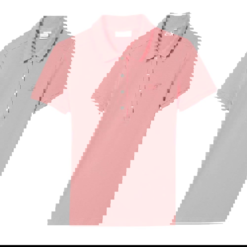 Lacoste Womens/Ladies Mini Pique Stretch Slim Polo Shirt - Pink