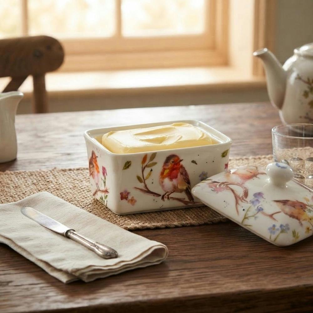 Garden Greatness British Robin Design Butter Dish